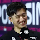 SINGAPORE, SINGAPORE - SEPTEMBER 14: Zhou Guanyu of China and Alfa Romeo F1 speaks during the press conference during previews ahead of the F1 Grand Prix of Singapore at Marina Bay Street Circuit on September 14, 2023 in Singapore, Singapore. (Photo by Clive Rose/Getty Images)