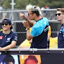 BARCELONA, SPAIN - JUNE 04: Yuki Tsunoda of Japan and Scuderia AlphaTauri, Alexander Albon of Thailand and Williams and Logan Sargeant of United States and Williams look on from the drivers parade prior to the F1 Grand Prix of Spain at Circuit de Barcelona-Catalunya on June 04, 2023 in Barcelona, Spain. (Photo by Peter Fox/Getty Images)