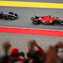 BARCELONA, SPAIN - JUNE 04: Charles Leclerc of Monaco driving the (16) Ferrari SF-23 leads Logan Sargeant of United States driving the (2) Williams FW45 Mercedes on track during the F1 Grand Prix of Spain at Circuit de Barcelona-Catalunya on June 04, 2023 in Barcelona, Spain. (Photo by Dan Mullan - Formula 1/Formula 1 via Getty Images)