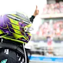 BARCELONA, SPAIN - JUNE 04: Second placed Lewis Hamilton of Great Britain and Mercedes celebrates in parc ferme during the F1 Grand Prix of Spain at Circuit de Barcelona-Catalunya on June 04, 2023 in Barcelona, Spain. (Photo by Dan Istitene - Formula 1/Formula 1 via Getty Images)
