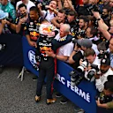 BARCELONA, SPAIN - JUNE 04: Race winner Max Verstappen of the Netherlands and Oracle Red Bull Racing celebrates with Red Bull Racing Team Consultant Dr Helmut Marko in parc ferme during the F1 Grand Prix of Spain at Circuit de Barcelona-Catalunya on June 04, 2023 in Barcelona, Spain. (Photo by Dan Mullan - Formula 1/Formula 1 via Getty Images)