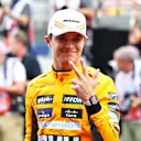 BARCELONA, SPAIN - JUNE 03: Third placed qualifier Lando Norris of Great Britain and McLaren celebrates in parc ferme during qualifying ahead of the F1 Grand Prix of Spain at Circuit de Barcelona-Catalunya on June 03, 2023 in Barcelona, Spain. (Photo by Mark Thompson/Getty Images)