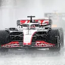 ZANDVOORT, NETHERLANDS - AUGUST 27: Kevin Magnussen of Denmark driving the (20) Haas F1 VF-23 Ferrari in the Pitlane in the rain during the F1 Grand Prix of The Netherlands at Circuit Zandvoort on August 27, 2023 in Zandvoort, Netherlands. (Photo by Peter Fox/Getty Images)