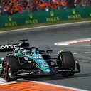ZANDVOORT, NETHERLANDS - AUGUST 27: Lance Stroll of Canada driving the (18) Aston Martin AMR23 Mercedes on track during the F1 Grand Prix of The Netherlands at Circuit Zandvoort on August 27, 2023 in Zandvoort, Netherlands. (Photo by Joe Portlock - Formula 1/Formula 1 via Getty Images)