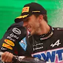 ZANDVOORT, NETHERLANDS - AUGUST 27: Third placed Pierre Gasly of France and Alpine F1 celebrates on the podium during the F1 Grand Prix of The Netherlands at Circuit Zandvoort on August 27, 2023 in Zandvoort, Netherlands. (Photo by Joe Portlock - Formula 1/Formula 1 via Getty Images)