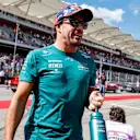 AUSTIN, TEXAS - OCTOBER 22: Fernando Alonso of Spain and Aston Martin F1 Team looks on from the drivers parade prior to the F1 Grand Prix of United States at Circuit of The Americas on October 22, 2023 in Austin, Texas. (Photo by Chris Graythen/Getty Images)