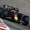 AUSTIN, TEXAS - OCTOBER 22: Sergio Perez of Mexico driving the (11) Oracle Red Bull Racing RB19 on track during the F1 Grand Prix of United States at Circuit of The Americas on October 22, 2023 in Austin, Texas. (Photo by Chris Graythen/Getty Images)