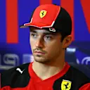 AUSTIN, TEXAS - OCTOBER 19: Charles Leclerc of Monaco and Ferrari attends the Drivers Press Conference during previews ahead of the F1 Grand Prix of United States at Circuit of The Americas on October 19, 2023 in Austin, Texas. (Photo by Dan Istitene/Getty Images)