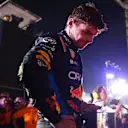 SINGAPORE, SINGAPORE - SEPTEMBER 22: Second placed Max Verstappen of the Netherlands and Oracle Red Bull Racing looks on in parc ferme during the F1 Grand Prix of Singapore at Marina Bay Street Circuit on September 22, 2024 in Singapore, Singapore. (Photo by Clive Rose - Formula 1/Formula 1 via Getty Images)