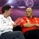 SINGAPORE, SINGAPORE - SEPTEMBER 20: James Vowles, Team Principal of Williams and Ferrari Team Principal Frederic Vasseur attend the Team Principals Press Conference during practice ahead of the F1 Grand Prix of Singapore at Marina Bay Street Circuit on September 20, 2024 in Singapore, Singapore. (Photo by Clive Rose/Getty Images)