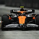 SINGAPORE, SINGAPORE - SEPTEMBER 20: Lando Norris of Great Britain driving the (4) McLaren MCL38 Mercedes on track during practice ahead of the F1 Grand Prix of Singapore at Marina Bay Street Circuit on September 20, 2024 in Singapore, Singapore. (Photo by Clive Mason/Getty Images)