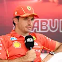 ABU DHABI, UNITED ARAB EMIRATES - DECEMBER 05: Carlos Sainz of Spain and Ferrari attends the Drivers Press Conference during previews ahead of the F1 Grand Prix of Abu Dhabi at Yas Marina Circuit on December 05, 2024 in Abu Dhabi, United Arab Emirates. (Photo by Clive Mason/Getty Images)