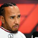 ABU DHABI, UNITED ARAB EMIRATES - DECEMBER 05: Lewis Hamilton of Great Britain and Mercedes attends the Drivers Press Conference during previews ahead of the F1 Grand Prix of Abu Dhabi at Yas Marina Circuit on December 05, 2024 in Abu Dhabi, United Arab Emirates. (Photo by Clive Mason/Getty Images)