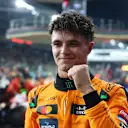 ABU DHABI, UNITED ARAB EMIRATES - DECEMBER 07: Pole position qualifier Lando Norris of Great Britain and McLaren celebrates in parc ferme during qualifying ahead of the F1 Grand Prix of Abu Dhabi at Yas Marina Circuit on December 07, 2024 in Abu Dhabi, United Arab Emirates. (Photo by Bryn Lennon - Formula 1/Formula 1 via Getty Images)