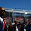 MELBOURNE, AUSTRALIA - MARCH 24: Lewis Hamilton of Great Britain and Mercedes looks on from the drivers parade prior to the F1 Grand Prix of Australia at Albert Park Circuit on March 24, 2024 in Melbourne, Australia. (Photo by Mark Thompson/Getty Images)