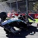 MELBOURNE, AUSTRALIA - MARCH 24: The car of George Russell of Great Britain and Mercedes is seen on track after he crashed during the F1 Grand Prix of Australia at Albert Park Circuit on March 24, 2024 in Melbourne, Australia. (Photo by Joe Portlock - Formula 1/Formula 1 via Getty Images)