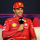 MELBOURNE, AUSTRALIA - MARCH 24: Race winner Carlos Sainz of Spain and Ferrari attends the press conference after the F1 Grand Prix of Australia at Albert Park Circuit on March 24, 2024 in Melbourne, Australia. (Photo by Clive Mason/Getty Images)