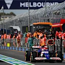 MELBOURNE, AUSTRALIA - MARCH 22: Yuki Tsunoda of Japan driving the (22) Visa Cash App RB VCARB 01 in pit lane during practice ahead of the F1 Grand Prix of Australia at Albert Park Circuit on March 22, 2024 in Melbourne, Australia. (Photo by Clive Mason - Formula 1/Formula 1 via Getty Images)