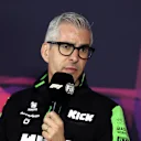 MELBOURNE, AUSTRALIA - MARCH 22: Alessandro Alunni Bravi, Team Representative of Stake F1 Team Kick Sauber attends the Team Principals Press Conference during practice ahead of the F1 Grand Prix of Australia at Albert Park Circuit on March 22, 2024 in Melbourne, Australia. (Photo by Robert Cianflone/Getty Images)