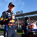 MELBOURNE, AUSTRALIA - MARCH 23: Pole position qualifier Max Verstappen of the Netherlands and Oracle Red Bull Racing celebrates in parc ferme during qualifying ahead of the F1 Grand Prix of Australia at Albert Park Circuit on March 23, 2024 in Melbourne, Australia. (Photo by Mark Thompson/Getty Images)