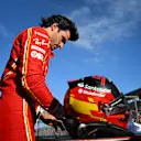 MELBOURNE, AUSTRALIA - MARCH 23: Second placed qualifier Carlos Sainz of Spain and Ferrari looks on in parc ferme during qualifying ahead of the F1 Grand Prix of Australia at Albert Park Circuit on March 23, 2024 in Melbourne, Australia. (Photo by Clive Mason - Formula 1/Formula 1 via Getty Images)