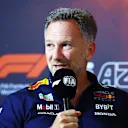 BAKU, AZERBAIJAN - SEPTEMBER 13: Oracle Red Bull Racing Team Principal Christian Horner attends the Team Principals Press Conference during practice ahead of the F1 Grand Prix of Azerbaijan at Baku City Circuit on September 13, 2024 in Baku, Azerbaijan. (Photo by Clive Rose/Getty Images)