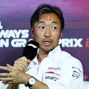 BAKU, AZERBAIJAN - SEPTEMBER 13: Haas F1 Team Principal Ayao Komatsu attends the Team Principals Press Conference during practice ahead of the F1 Grand Prix of Azerbaijan at Baku City Circuit on September 13, 2024 in Baku, Azerbaijan. (Photo by Clive Rose/Getty Images)