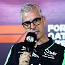 BAKU, AZERBAIJAN - SEPTEMBER 13: Alessandro Alunni Bravi, Team Representative of Stake F1 Team Kick Sauber attends the Team Principals Press Conference during practice ahead of the F1 Grand Prix of Azerbaijan at Baku City Circuit on September 13, 2024 in Baku, Azerbaijan. (Photo by Clive Rose/Getty Images)