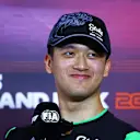 BAKU, AZERBAIJAN - SEPTEMBER 12: Zhou Guanyu of China and Stake F1 Team Kick Sauber attends the Drivers Press Conference during previews ahead of the F1 Grand Prix of Azerbaijan at Baku City Circuit on September 12, 2024 in Baku, Azerbaijan. (Photo by Clive Rose/Getty Images)