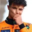 BAKU, AZERBAIJAN - SEPTEMBER 14: 17th placed qualifier Lando Norris of Great Britain and McLaren looks on in the Pitlane after being knocked out of qualifying ahead of the F1 Grand Prix of Azerbaijan at Baku City Circuit on September 14, 2024 in Baku, Azerbaijan. (Photo by Clive Rose - Formula 1/Formula 1 via Getty Images)