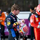 BAKU, AZERBAIJAN - SEPTEMBER 14: 6th placed qualifier Max Verstappen of the Netherlands and Oracle Red Bull Racing looks on  in parc ferme during qualifying ahead of the F1 Grand Prix of Azerbaijan at Baku City Circuit on September 14, 2024 in Baku, Azerbaijan. (Photo by Dan Mullan/Getty Images)