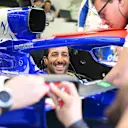 BAHRAIN, BAHRAIN - FEBRUARY 29: Daniel Ricciardo of Australia and Visa Cash App RB prepares to drive in the garage during practice ahead of the F1 Grand Prix of Bahrain at Bahrain International Circuit on February 29, 2024 in Bahrain, Bahrain. (Photo by Rudy Carezzevoli/Getty Images)
