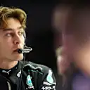 BAHRAIN, BAHRAIN - FEBRUARY 29: George Russell of Great Britain and Mercedes looks on in the garage during practice ahead of the F1 Grand Prix of Bahrain at Bahrain International Circuit on February 29, 2024 in Bahrain, Bahrain. (Photo by Peter Fox - Formula 1/Formula 1 via Getty Images)