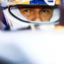BAHRAIN, BAHRAIN - MARCH 01: Sergio Perez of Mexico and Oracle Red Bull Racing prepares to drive in the garage during qualifying ahead of the F1 Grand Prix of Bahrain at Bahrain International Circuit on March 01, 2024 in Bahrain, Bahrain. (Photo by Mark Thompson/Getty Images)