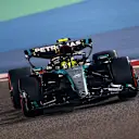 BAHRAIN, BAHRAIN - MARCH 01: Lewis Hamilton of Great Britain driving the (44) Mercedes AMG Petronas F1 Team W15 on track during qualifying ahead of the F1 Grand Prix of Bahrain at Bahrain International Circuit on March 01, 2024 in Bahrain, Bahrain. (Photo by Clive Mason/Getty Images)