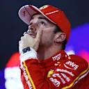 BAHRAIN, BAHRAIN - MARCH 01: Second placed qualifier Charles Leclerc of Monaco and Ferrari looks on in parc ferme during qualifying ahead of the F1 Grand Prix of Bahrain at Bahrain International Circuit on March 01, 2024 in Bahrain, Bahrain. (Photo by Bryn Lennon - Formula 1/Formula 1 via Getty Images)