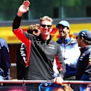 SPA, BELGIUM - JULY 28: Nico Hulkenberg of Germany and Haas F1 waves from the drivers parade prior to the F1 Grand Prix of Belgium at Circuit de Spa-Francorchamps on July 28, 2024 in Spa, Belgium. (Photo by Joe Portlock - Formula 1/Formula 1 via Getty Images)