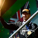 SPA, BELGIUM - JULY 28: Race winner George Russell of Great Britain and Mercedes celebrates on the podium during the F1 Grand Prix of Belgium at Circuit de Spa-Francorchamps on July 28, 2024 in Spa, Belgium. (Photo by James Sutton - Formula 1/Formula 1 via Getty Images)