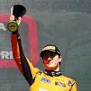 SPA, BELGIUM - JULY 28: Third placed Oscar Piastri of Australia and McLaren celebrates on the podium during the F1 Grand Prix of Belgium at Circuit de Spa-Francorchamps on July 28, 2024 in Spa, Belgium. (Photo by Peter Fox - Formula 1/Formula 1 via Getty Images)