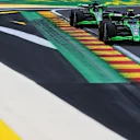 SPA, BELGIUM - JULY 26: Zhou Guanyu of China driving the (24) Kick Sauber C44 Ferrari leads teammate Valtteri Bottas of Finland driving the (77) Kick Sauber C44 Ferrari on track during practice ahead of the F1 Grand Prix of Belgium at Circuit de Spa-Francorchamps on July 26, 2024 in Spa, Belgium. (Photo by Rudy Carezzevoli/Getty Images)
