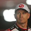 SPA, BELGIUM - JULY 27: 16th placed qualifier Nico Hulkenberg of Germany and Haas F1 talks to the media in the Paddock during qualifying ahead of the F1 Grand Prix of Belgium at Circuit de Spa-Francorchamps on July 27, 2024 in Spa, Belgium. (Photo by Rudy Carezzevoli/Getty Images)