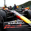 SPA, BELGIUM - JULY 27: Pole position qualifier Max Verstappen of the Netherlands and Oracle Red Bull Racing stops in parc ferme during qualifying ahead of the F1 Grand Prix of Belgium at Circuit de Spa-Francorchamps on July 27, 2024 in Spa, Belgium. (Photo by Bryn Lennon - Formula 1/Formula 1 via Getty Images)