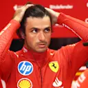 SAO PAULO, BRAZIL - NOVEMBER 01: Carlos Sainz of Spain and Ferrari prepares to drive in the garage during practice ahead of the F1 Grand Prix of Brazil at Autodromo Jose Carlos Pace on November 01, 2024 in Sao Paulo, Brazil. (Photo by Peter Fox - Formula 1/Formula 1 via Getty Images)