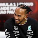 SAO PAULO, BRAZIL - OCTOBER 31: Lewis Hamilton of Great Britain and Mercedes attends the Drivers Press Conference during previews ahead of the F1 Grand Prix of Brazil at Autodromo Jose Carlos Pace on October 31, 2024 in Sao Paulo, Brazil. (Photo by Lars Baron/Getty Images)