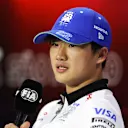 SAO PAULO, BRAZIL - OCTOBER 31: Yuki Tsunoda of Japan and Visa Cash App RB attends the Drivers Press Conference during previews ahead of the F1 Grand Prix of Brazil at Autodromo Jose Carlos Pace on October 31, 2024 in Sao Paulo, Brazil. (Photo by Lars Baron/Getty Images)