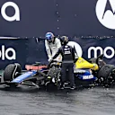 SAO PAULO, BRAZIL - NOVEMBER 03: Alexander Albon of Thailand and Williams climbs from his car after crashing during qualifying ahead of the F1 Grand Prix of Brazil at Autodromo Jose Carlos Pace on November 03, 2024 in Sao Paulo, Brazil. (Photo by Peter Fox - Formula 1/Formula 1 via Getty Images)