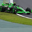 SAO PAULO, BRAZIL - NOVEMBER 03: Zhou Guanyu of China driving the (24) Kick Sauber C44 Ferrari runs wide during the F1 Grand Prix of Brazil at Autodromo Jose Carlos Pace on November 03, 2024 in Sao Paulo, Brazil. (Photo by Clive Mason/Getty Images)
