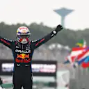 SAO PAULO, BRAZIL - NOVEMBER 03: Race winner Max Verstappen of the Netherlands and Oracle Red Bull Racing celebrates in parc ferme during the F1 Grand Prix of Brazil at Autodromo Jose Carlos Pace on November 03, 2024 in Sao Paulo, Brazil. (Photo by Peter Fox - Formula 1/Formula 1 via Getty Images)