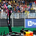 SAO PAULO, BRAZIL - NOVEMBER 03: Second placed Esteban Ocon of France and Alpine F1 celebrates in parc ferme during the F1 Grand Prix of Brazil at Autodromo Jose Carlos Pace on November 03, 2024 in Sao Paulo, Brazil. (Photo by Mark Thompson/Getty Images)