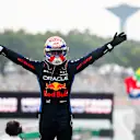 SAO PAULO, BRAZIL - NOVEMBER 03: Max Verstappen of Oracle Red Bull Racing and The Netherlands celebrates finishing in first position during the F1 Grand Prix of Brazil at Autodromo Jose Carlos Pace on November 03, 2024 in Sao Paulo, Brazil. (Photo by Peter Fox - Formula 1/Formula 1 via Getty Images)